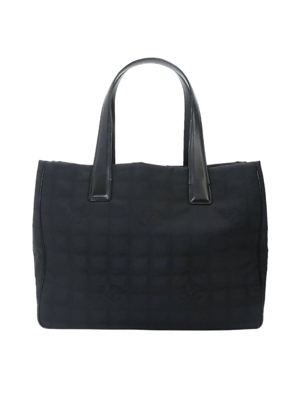 Chanel Line Tote MM Nylon Jacquard Leather Black